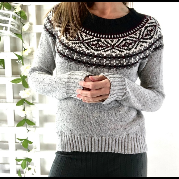 Bass Sweaters - Bass Wool Blend Nordic Fair Aisle Sweater Womens M